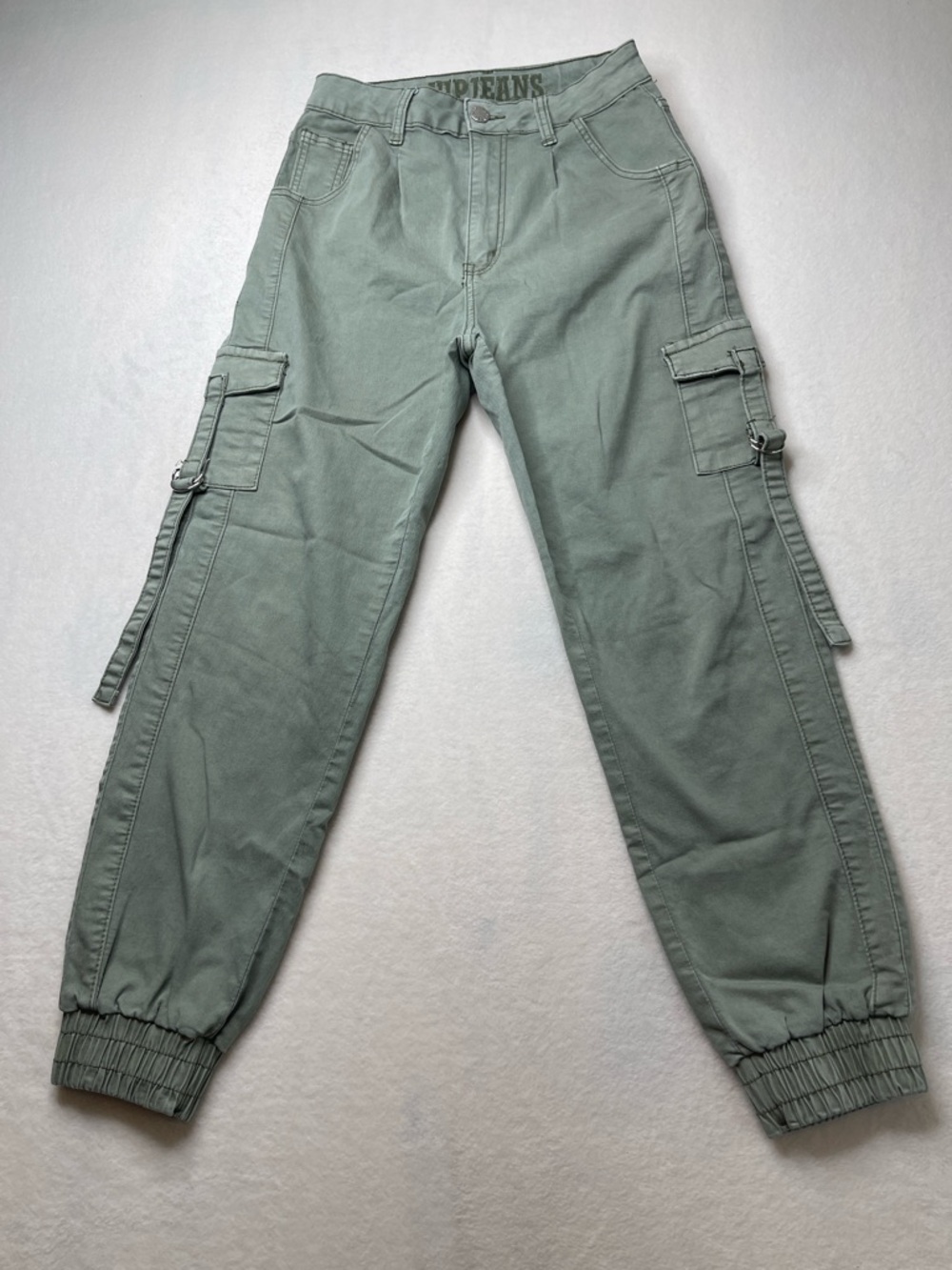 VIP JEANS Sage Green Cargo Ankle Pants - Utility Jogger Style WOMENS SIZE 5/27